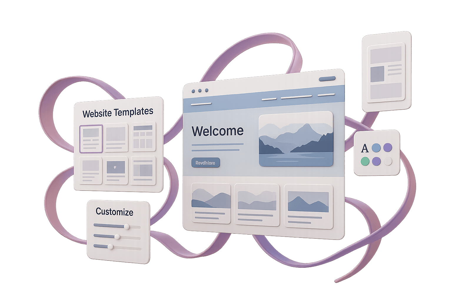 Ilustración de sitio web con template personalizado